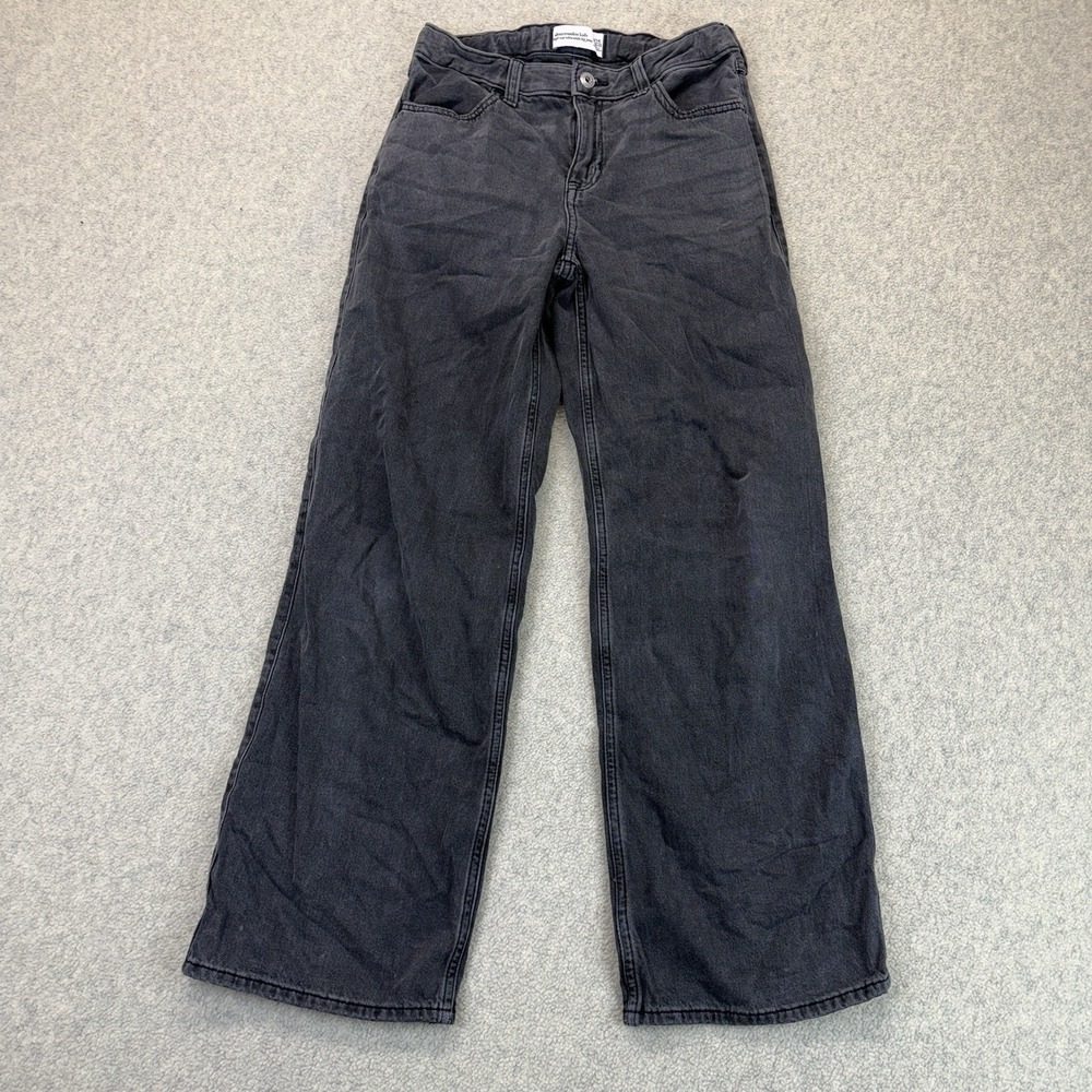Abercrombie Kids Girls High Rise Ultra Wide Leg Jeans Black Size 13/14